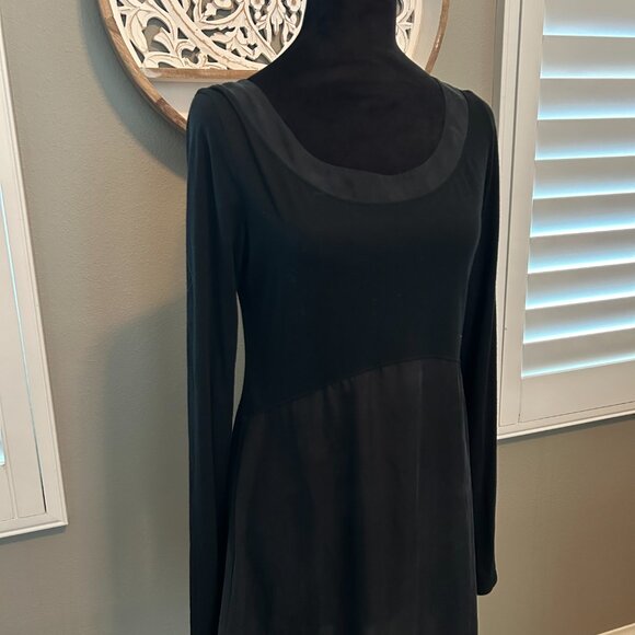 AIKO Dress Jersey Silk Panel SZM Women's Norma Black LS Flows Light Minimalist - Picture 3 of 9